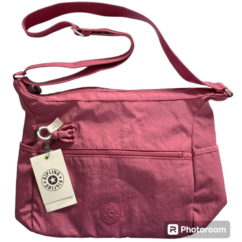 NWT Kipling Alenya Nylon Adjustable Crossbody Strap Zip Pocket Monkey Keychain